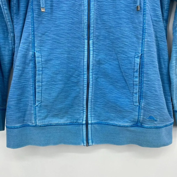 Tommy Bahama Full Zip Sweatshirt Women's Size S Blue Mock Neck Collared Pockets - Picture 3 of 9